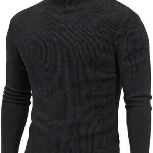 Casual Men's High Neck Pullover - Stretch Slim Fit Sweater for Winter Comfort